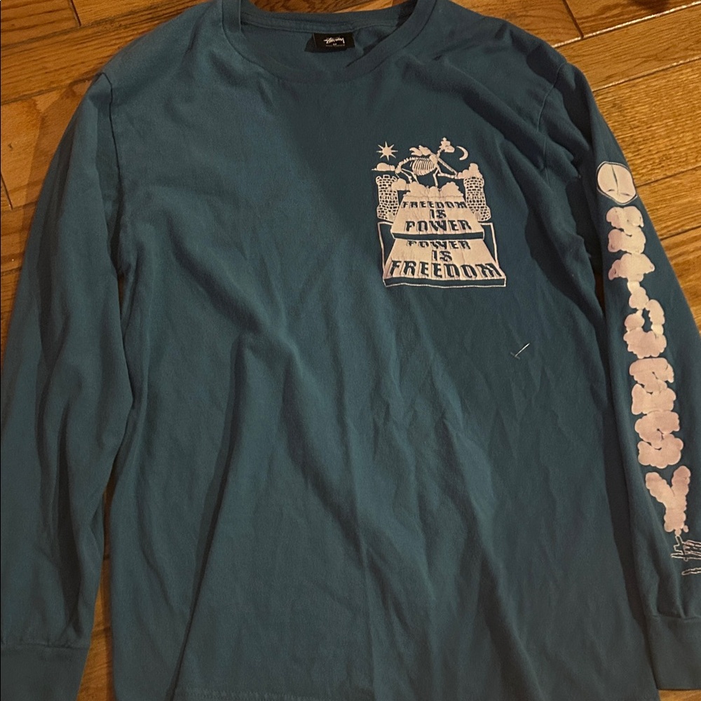 Stussy Blue Long Sleeve Graphic Tee